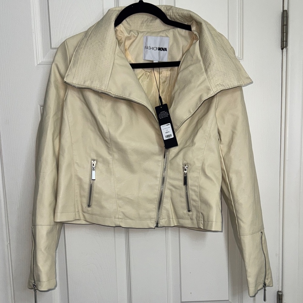 Fashion Nova Beige Leather Jacket